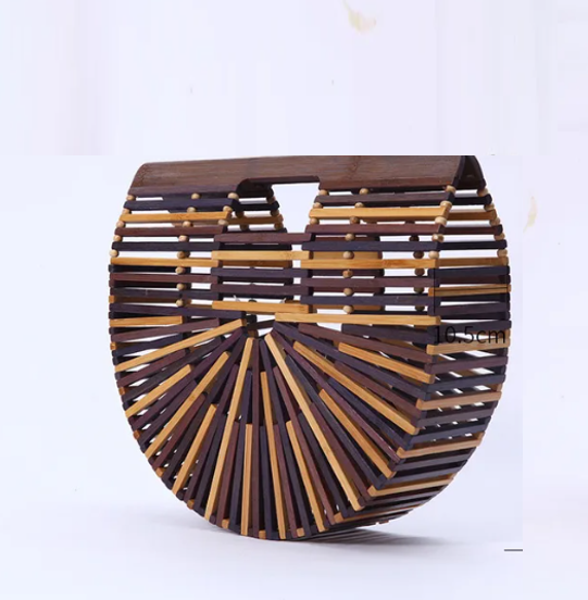 Women's Boho Bamboo Straw Handbag